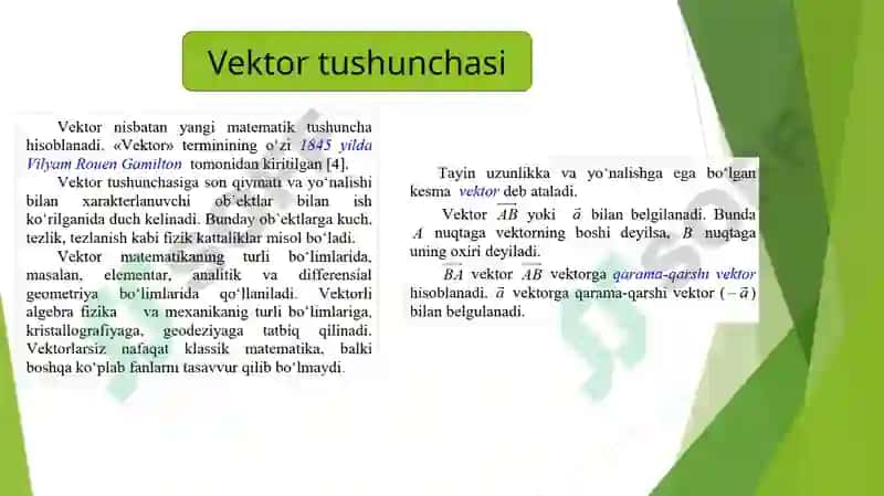 Vektorlar nazariyasi elementlari 3