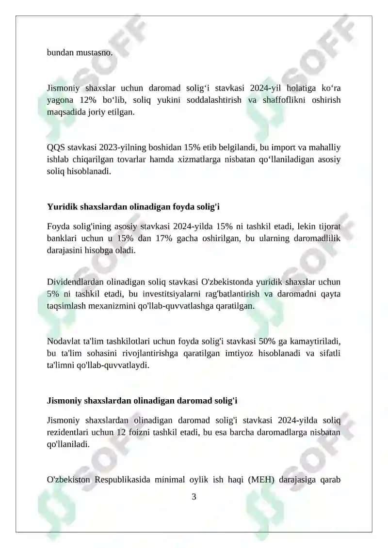 Oʻzbekiston respublikasi soliq stavkalari taxlili 3