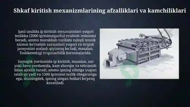 Zamonaviy to'quv dastgohlarining Homuza hosil qiluvchi mexanizmlari 3