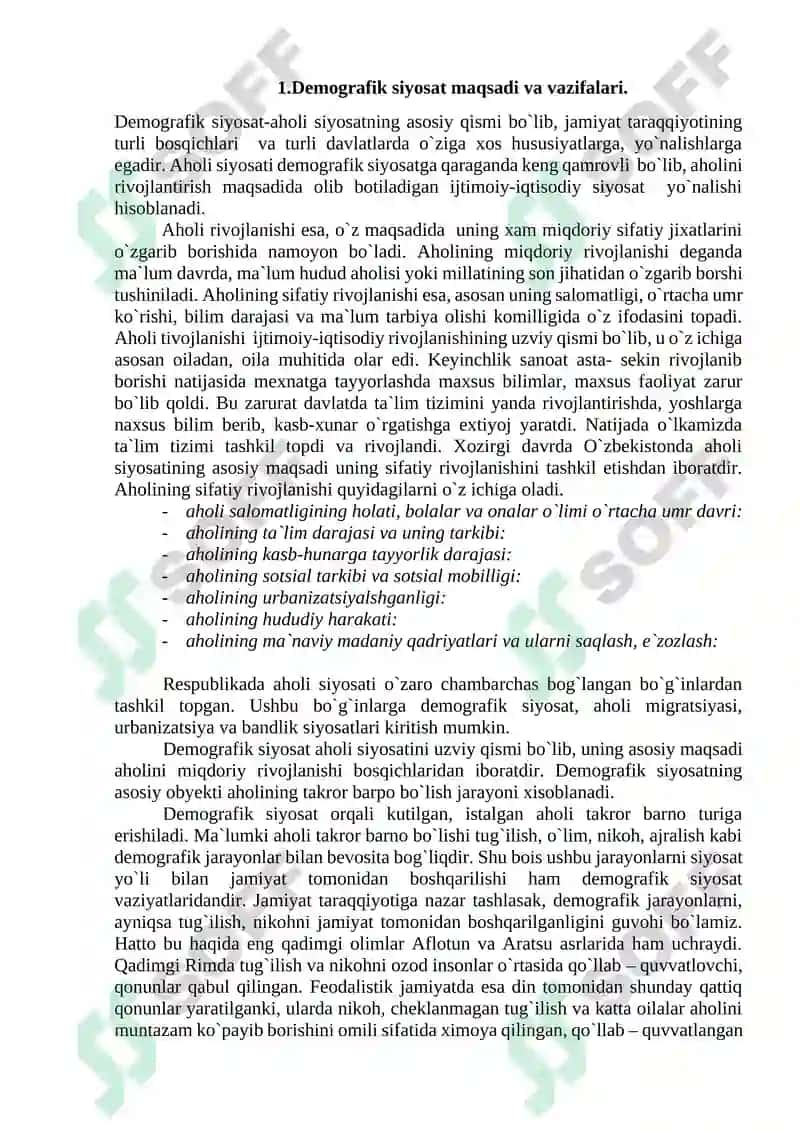 Demografik bashorat va demografik siyosat 3