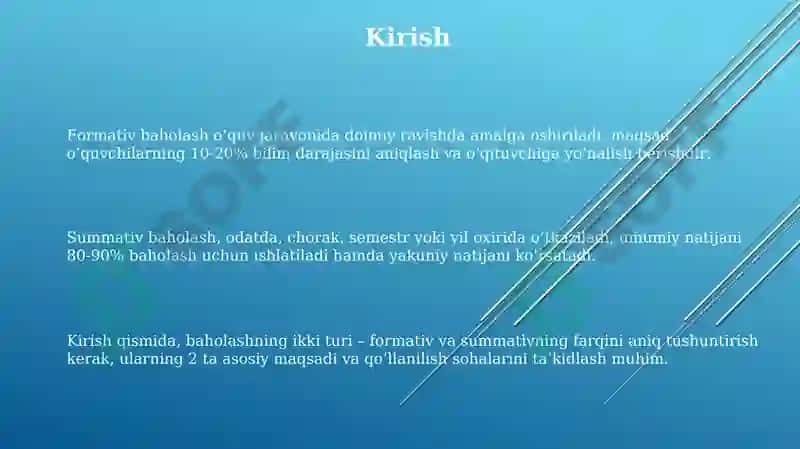 Bilimlarni baholash formativ va summativ baholash 3
