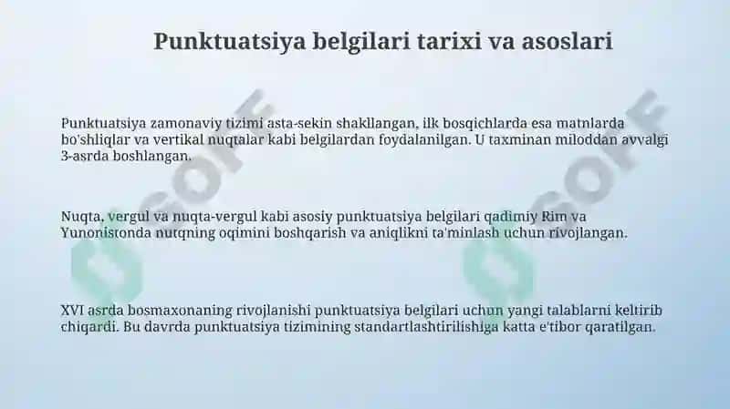 Punktuatsiya belgilari: Asosiy tushunchalar va vazifalar 3