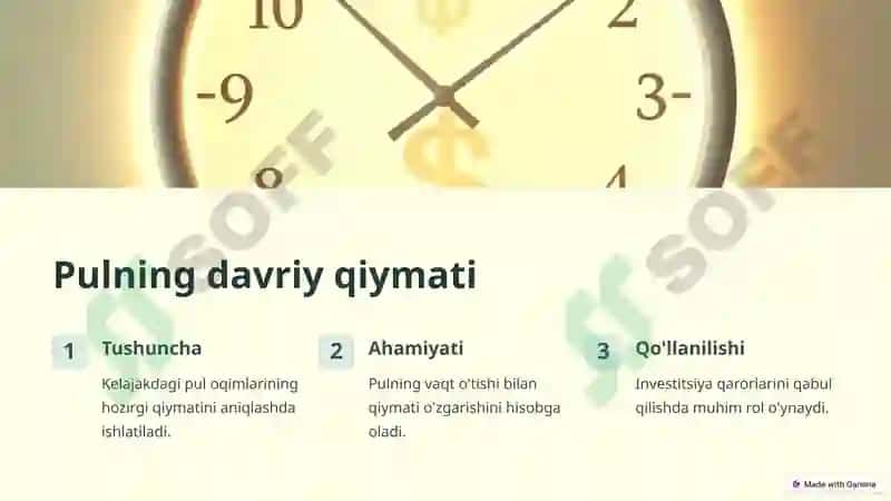 Pulning davriy qiymati va pul oqimlarining diskontli tahlili 3