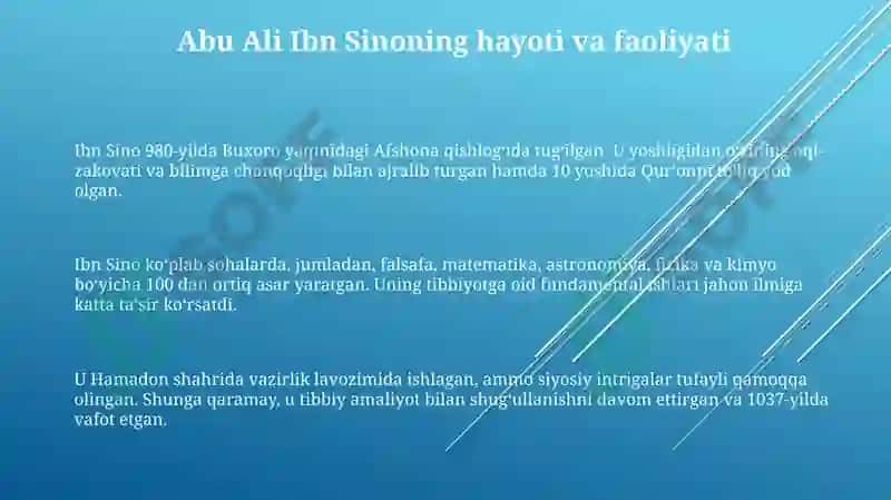Abu Ali Ibn Sino: Hayoti va Faoliyati 3