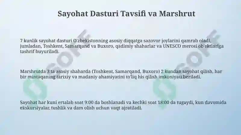 Sayohat Dasturi Tafsilotlari 3