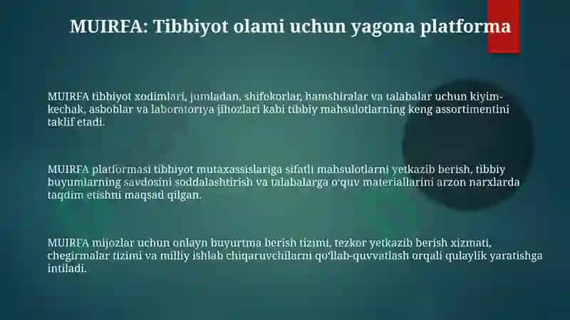 MUIRFA-Tibbiyot olami uchun platforma 3