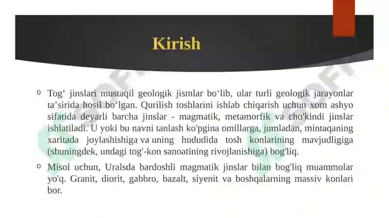 GOST 8269.0-97.“Qurilish ishlari uchun zich tog’ jinslari va sanoat chiqindilaridan maydalan gan tosh va shag‘al” 3