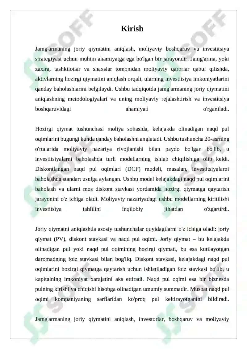 Jamg'armaning Joriy Qiymatini Aniqlash 3
