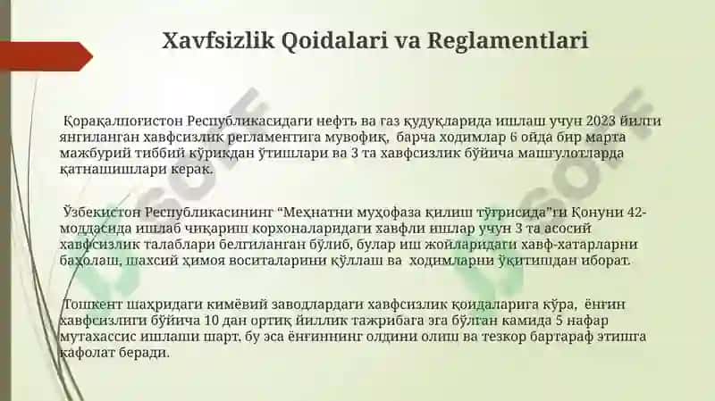 Xavfli ishlab chiqarish obyektlatida mehnat muhofazasi 3