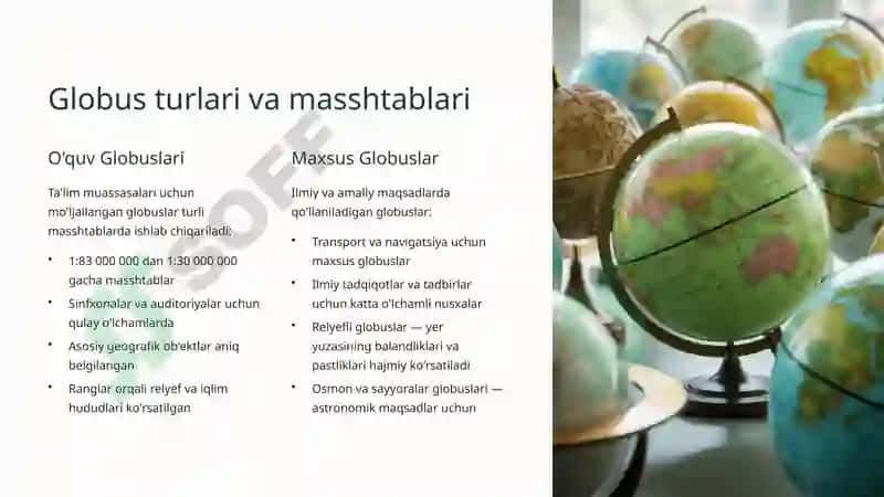 Globus va Kartashunoslik Fani: Yer Sharining Kichraytirilgan Modeli 3