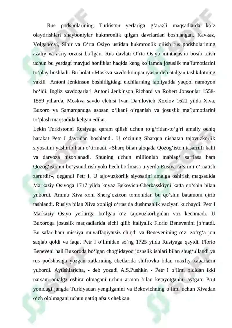 O‘RTA OSIYO XONLIKLARINING CHOR ROSSIYASI TOMONIDAN BOSIB OLINISHI VA MUSTAMLAKACHILARGA QARSHI XALQ HARAKATLARI 3