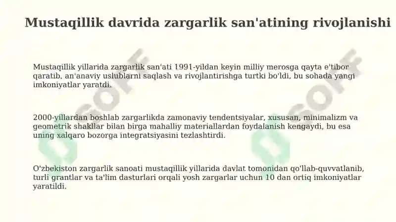 Mustaqillik yillarida zargarlik sanati 3