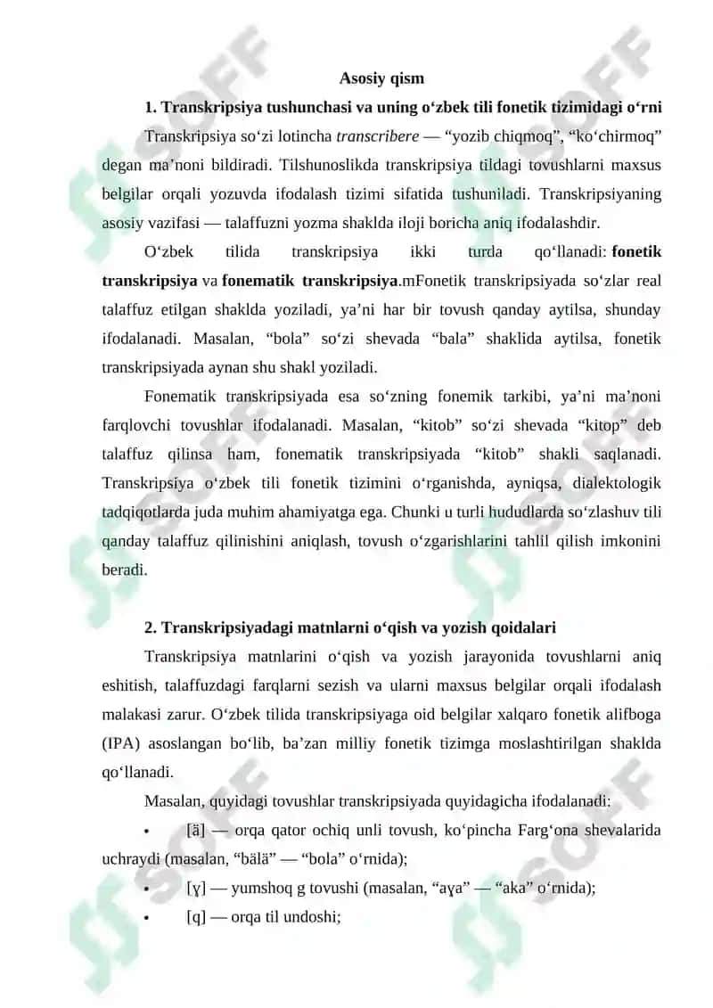 Transkripsiya. Transkripsiyadagi matnlarni o‘qish va yozish 3