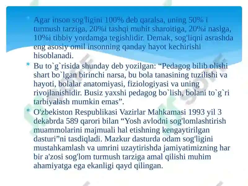 Ma’ruza. Kirish. Osish va rivojlanishning umumiy qonuniyatlari. Organizm va muhit 3