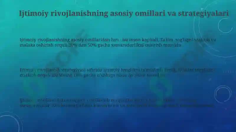 IJTIMOIY RIVOJLANISH, MUSTAHKAMLASH VA ULARNI JIHOZLASH 3