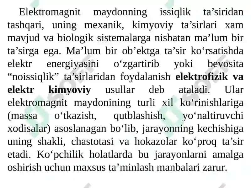 Elektrofizik va Elektrokimyoviy Ishlov Berishasoslar 3