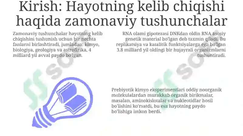 Hayotning kelib chiqishi haqidagi zamonaviy nazariyalar 3