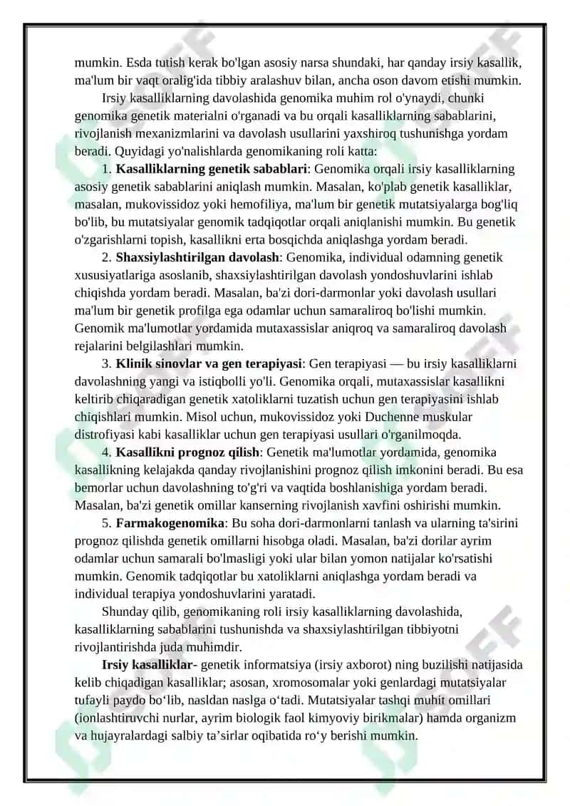 Irsiy kasalliklarn davolashda genomikaning roli 3