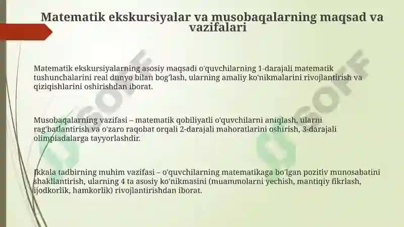Matematik ekskursiyalar va musobaqalar 3