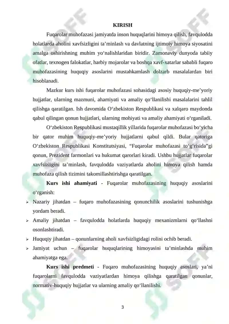 FUQARO MUHOFAZASINING HUQUQIY ASOSLARI (FUQARO MUHOFAZASI BORASIDA QABUL QILIGAN HUQUQIY-ME’YORIY HUJJATLARNING MOHIYATI). 3