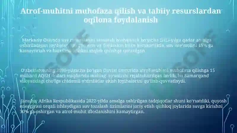 Rivojlanayotgan mamlakatlarda yashil oʻsish strategiyasi 3