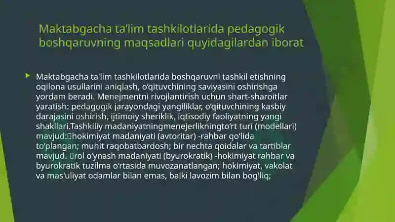 Maktabgacha ta'lim tizimi kadrlarni tayyorlash va sohaga qabul qilishiga qo'yilgan talablar 3