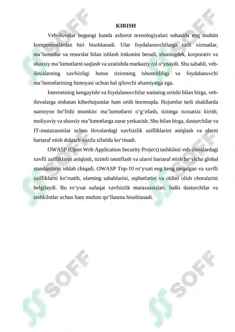 OWASP Top-10 asosida veb–ilovalardagi asosiy zaifliklar tahlili 3