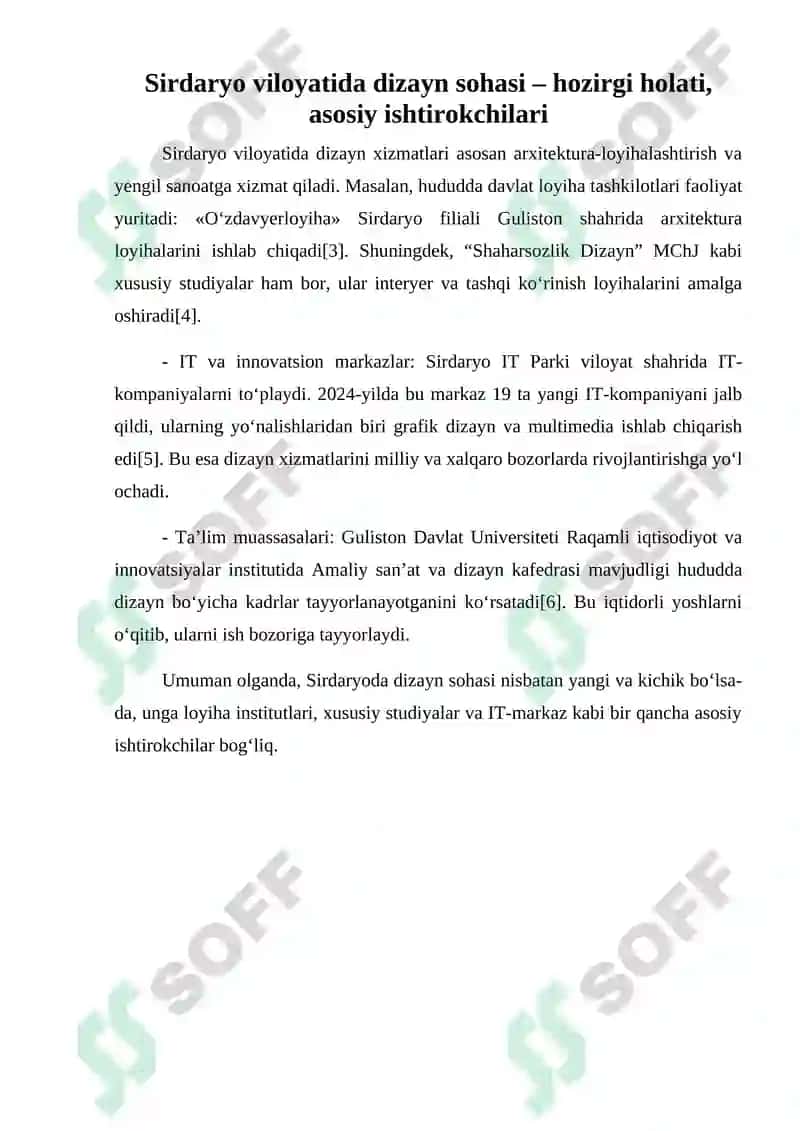 Sirdaryo viloyatida dizayn sohasining iqtisodiy tahlili 3