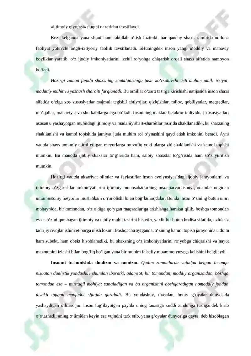 Insonni tushunishga dualism va monism nuqta’I nazaridan yondoshuvi 3