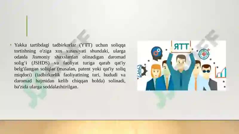 Yakka tartibdagi tadbirkorlarning daromadlariga soliq solishning o'ziga xos xususiyatlari 3
