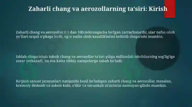 Zaharli chang va aerozollarning inson salomatligiga ta'siri 3