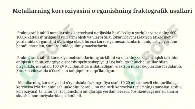 Metall korroziyasining tadqiqot qilish usullari 3