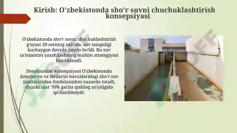 O'zbekistonda sho'r suvni chuchuklashtirish g'oyasi 3