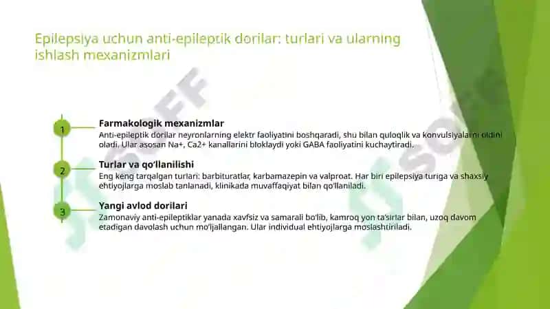 Epilepsiyaga qarshi vositalar. Litiy tuzlari.Sedativ vositalar 3