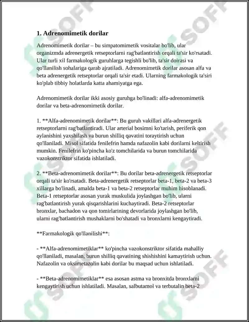 QON TIZIMIGA TASIR ETUVCHI DORILAR FARMOQOLOGIYASI 3