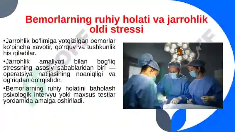 Jarrohlik bo'limlaridagi bemorlar psixologiyasi masalalari 3