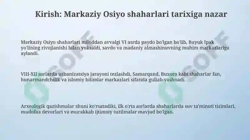 Oʻrta Osiyoning ilk oʻrta asrlar shaharlari 3