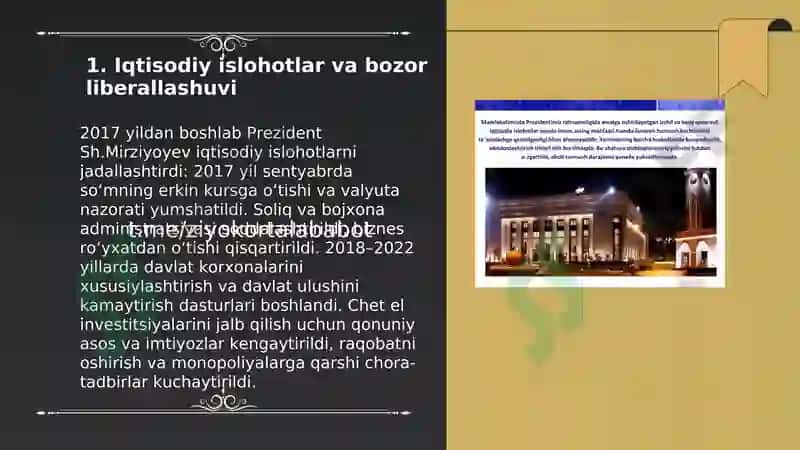 Yangi Oʻzbekistonda Prezident Shavkat Mirziyoyev amalga oshirayotgan islohotlar 3
