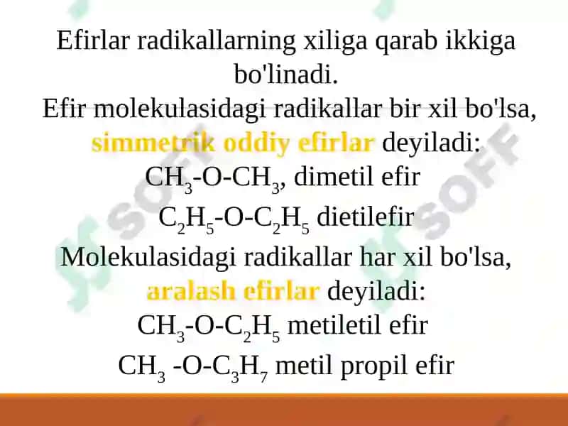 Oddiy efirlar.Olinishi va xossalari 3