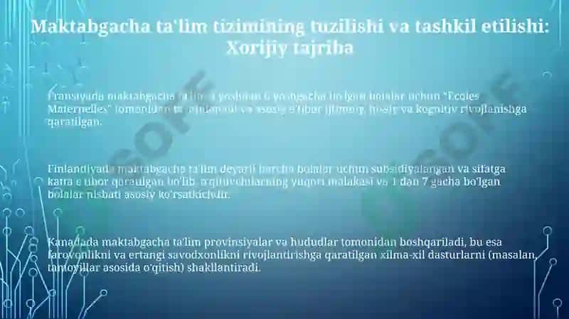 Xorijiy mamlaqatlarda maktabgacha ta'lim boshqaruvining muhim jihatlari 3