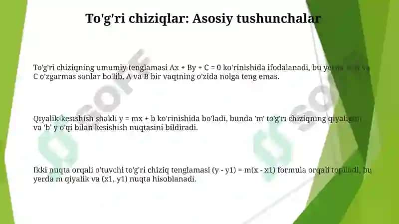 To'g'ri chiziqlar va kvadratik funksiyalar 3