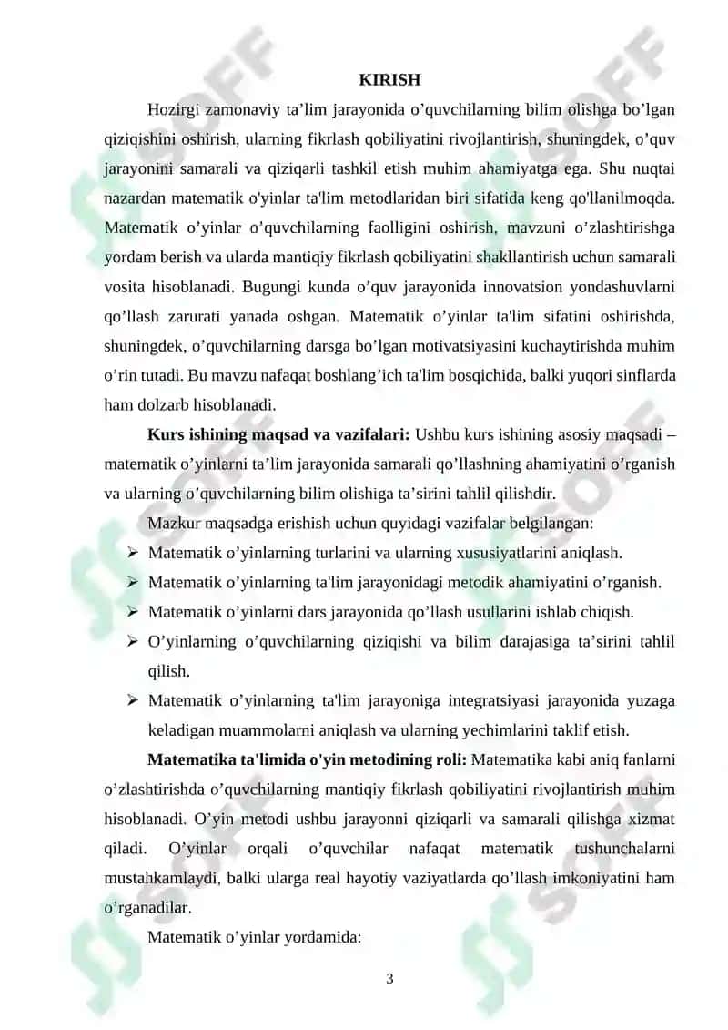 Matematik oʻyin -taʼlim metodi sifatida 3