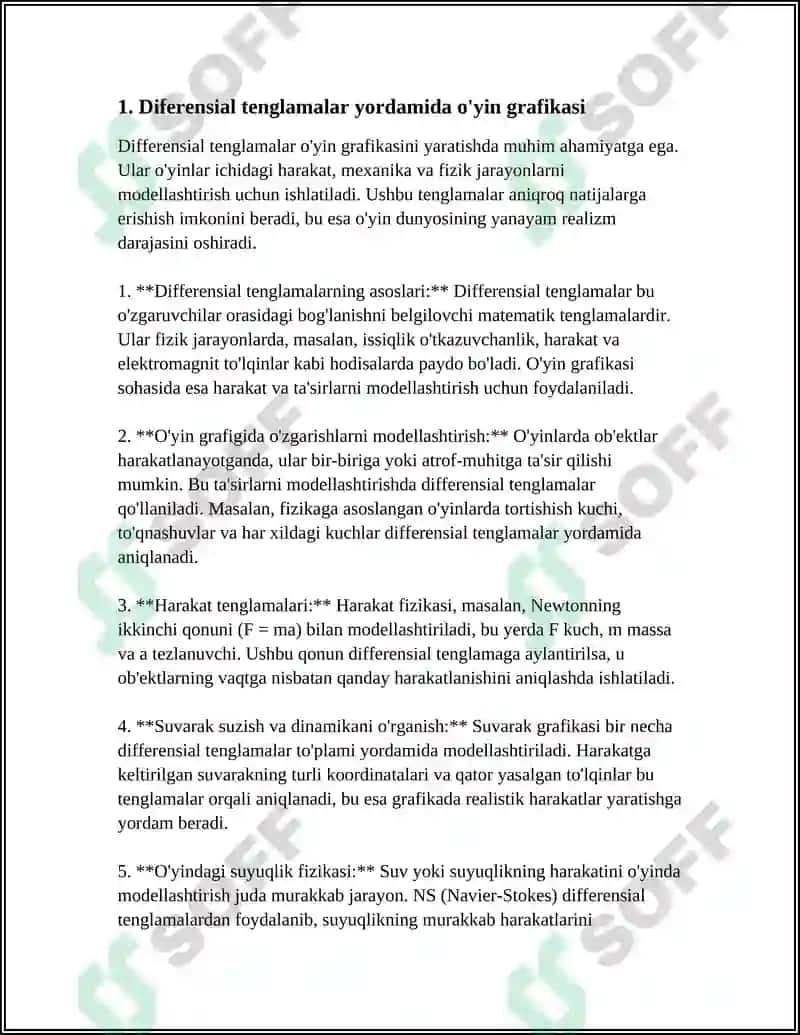 KOMPYUTER GRAFIKASIDA DIFFERENSIAL HISOB TATBILARI 3