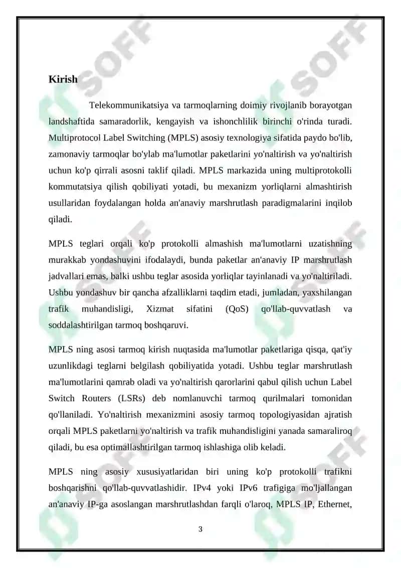 MPLS TEGLAR USTIDAN KO‘P PROTOKOLLI KOMMUTATSIYA 3