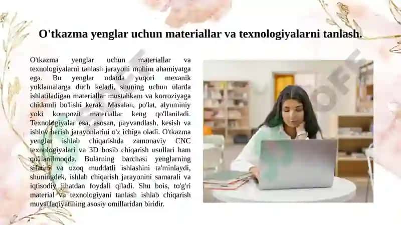 O'tkazma yenglar uchun materiallar va texnologiyalarni tanlash 3