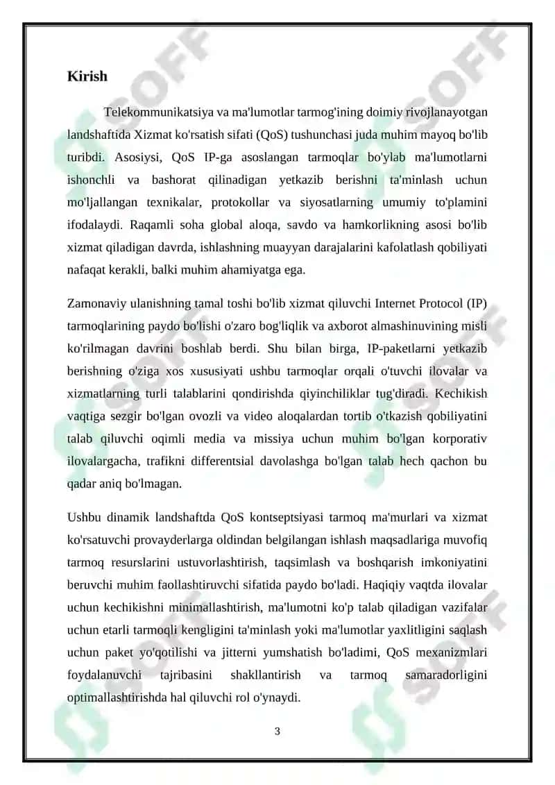 IP -Tarmoqlarda Xizmat Ko`rsatish Sifati 3