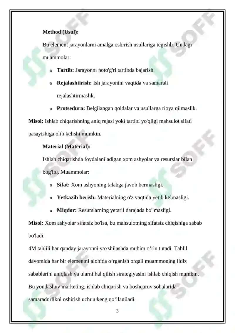4M ildiz sabablari, marketing va biznes ishlab chiqarishni tahlil qilish elementi nima, uni qanday ishlatish va yaratishni TAHLIL qilish 3
