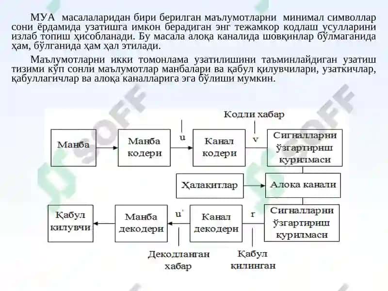 Дискрет хабар манбаларини ахборот тавсифлари 3