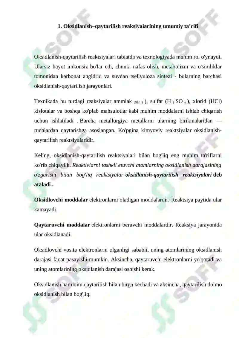 Oksidlanish–qaytarilish reaksiyalarining ahamiyati 3