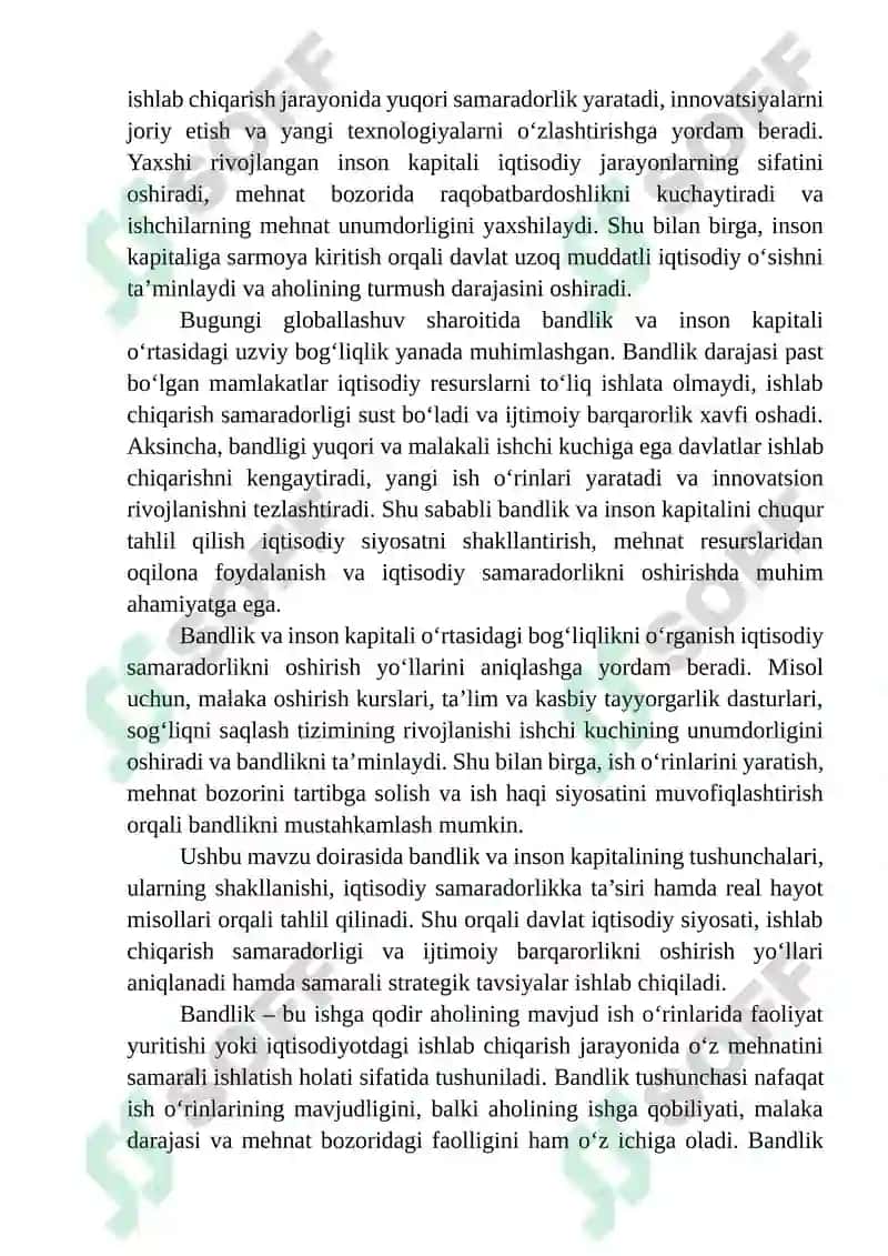 Bandlik va inson kapital iqtisodiy samaradorlik tahlili 3